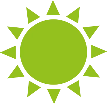 a green sun on a white background