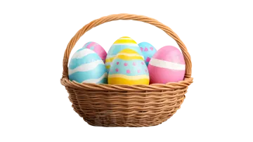 a basket filled with colorful easter eggs