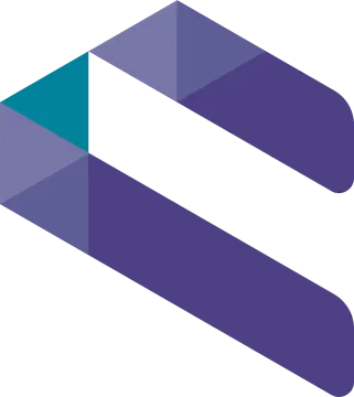 a purple and blue logo with the letter s on it