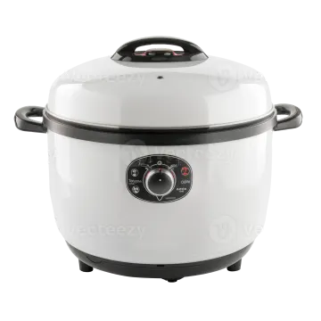 a white rice cooker with the lid open