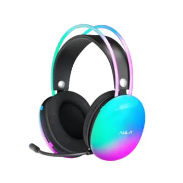 a pair of gaming headsets with colorful lights