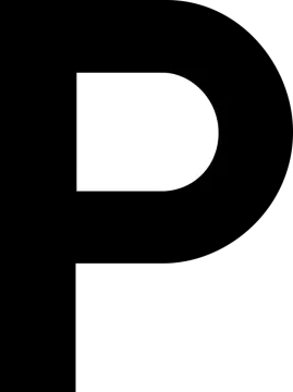 a black and white letter p