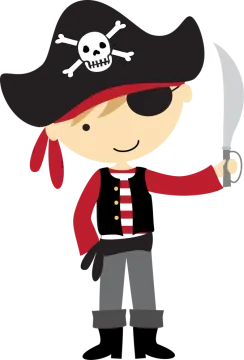 a little boy dressed as a pirate with a sword
