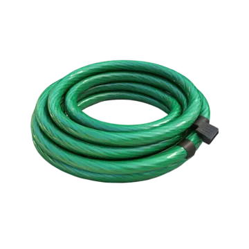 a green and black extension hose on a white background