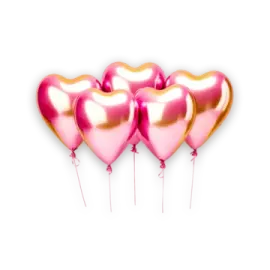 a bunch of pink and gold heart balloons