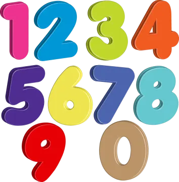 a set of numbers in different colors