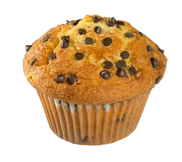 a muffin with chocolate chips on top