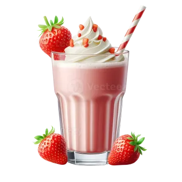 a strawberry milkshak with whipped cream and strawberries