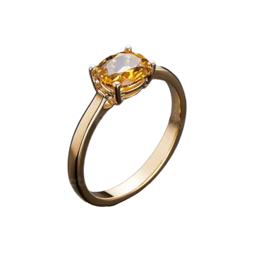 a yellow sapphire engagement ring on a white background