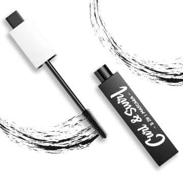 a mascara and mascara brush on a white background