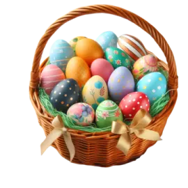 a basket filled with colorful easter eggs