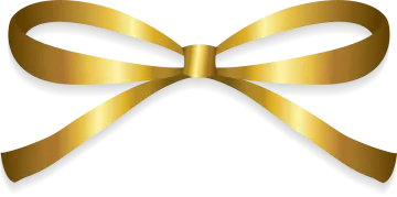 a gold bow with a white background