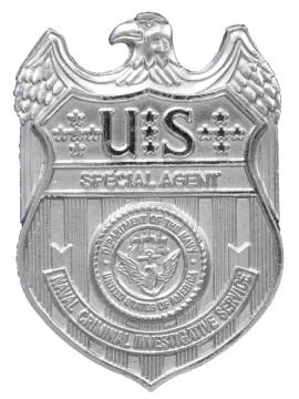 a silver badge with an eagle on it