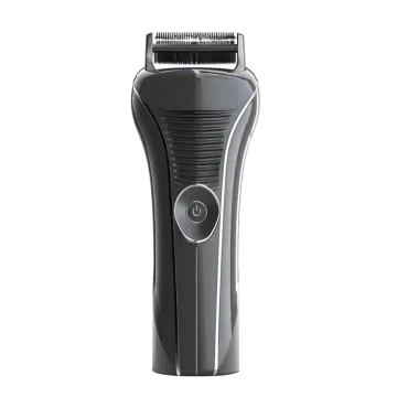 a black electric shaver on a white background