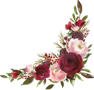 a floral border with red and pink flowers