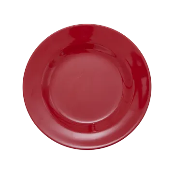 a red plate on a white background