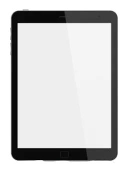 tablet with blank screen isolated on white background