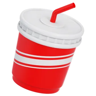 a red and white cup with a straw