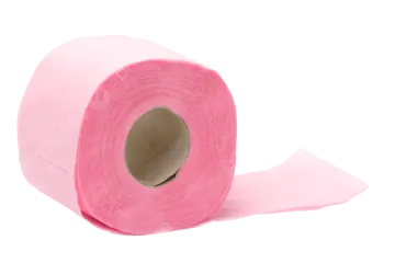 a roll of pink tape on a white background
