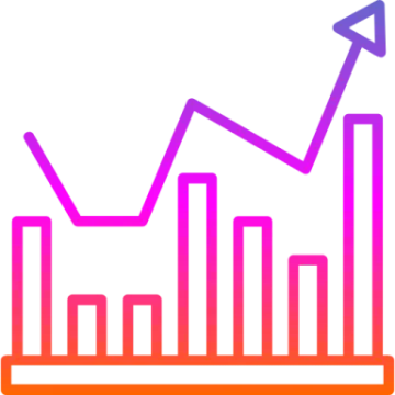 a line graph with an arrow pointing up