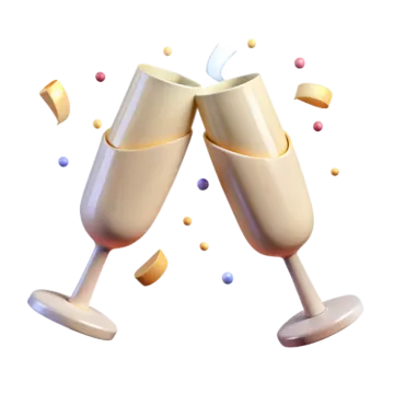 two champagne glasses filled with bubbles