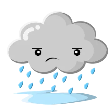 a cartoon cloud with rain on it