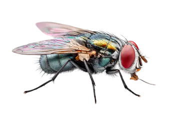 a fly flies on a white background