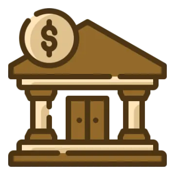 a bank with a dollar sign on top