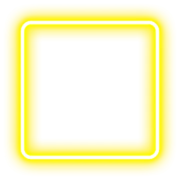 a square neon sign on a white background