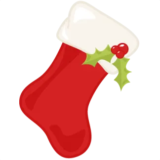 a red christmas stocking with holly on it