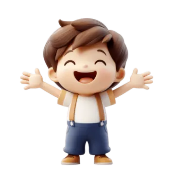 a little boy in a white shirt and blue pants