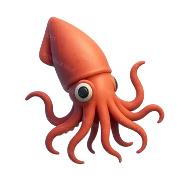 an orange octopus with big eyes and tentacles