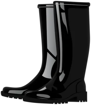 a pair of black rain boots