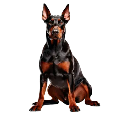 a black and brown dog sitting on the ground