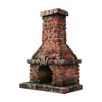 an old brick chimney on a white background