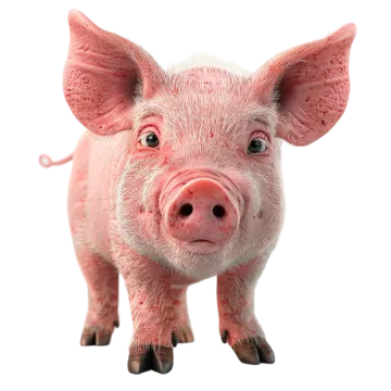 a pink pig on a white background