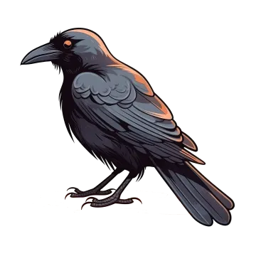 a black crow sitting on a white background