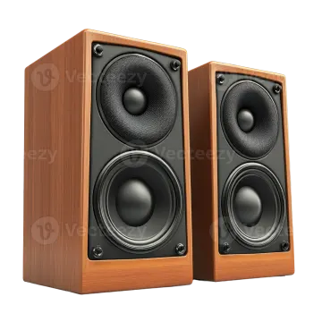 two speakers on a white background