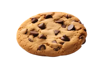 a chocolate chip cookie on a white background