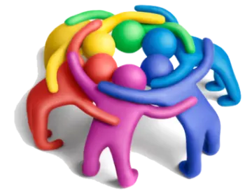 a group of people holding hands in a circle