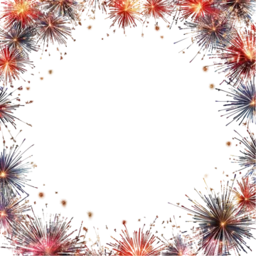a fireworks frame with red and blue fireworkss