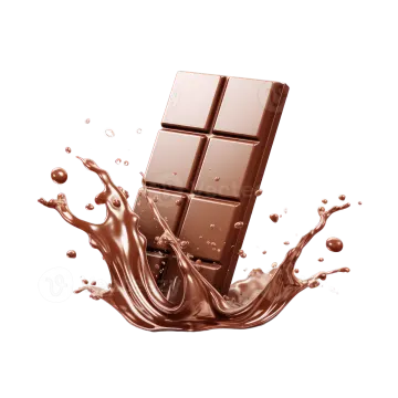 a chocolate bar splashing into the ground