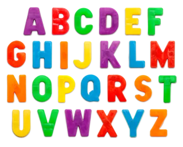 a set of colorful plastic alphabet letters