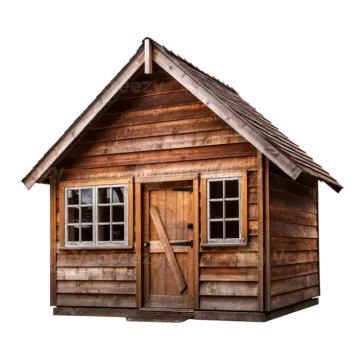 a small wooden house on a white background