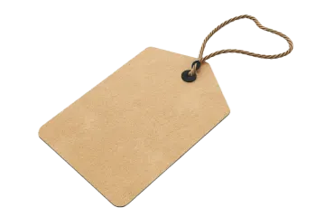 a brown tag on a white background