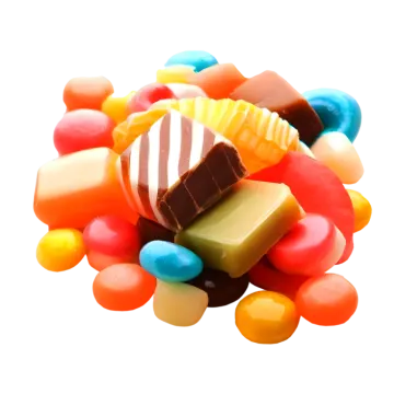 a pile of colorfully colored candis