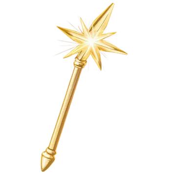 a gold star wand on a white background