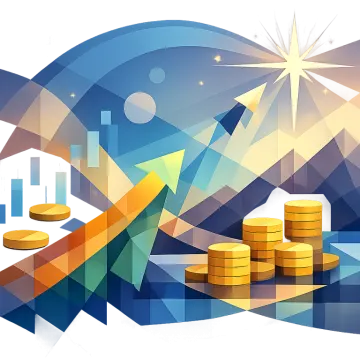 a pile of coins with a star above it