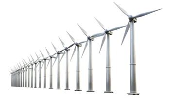 a row of wind turbines
