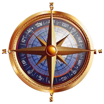 a golden compass on a white background